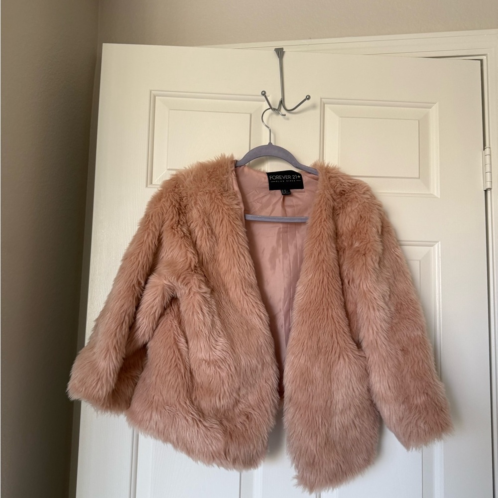 Forever 21 Pink Teddy Jacket Plush Faux Fur